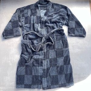 100% Cotton Checkered Vintage Terry Bath Robe